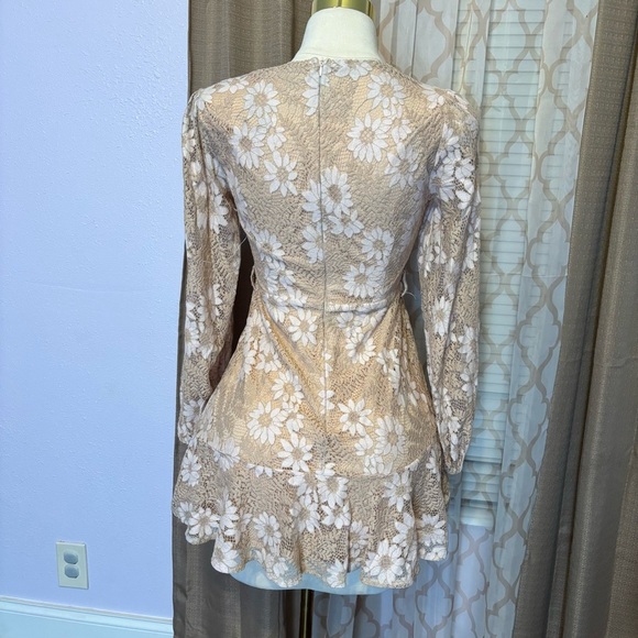 #0019 ePretty Tan Mini Dress with Wrap Ruffled Style - Picture 3 of 4
